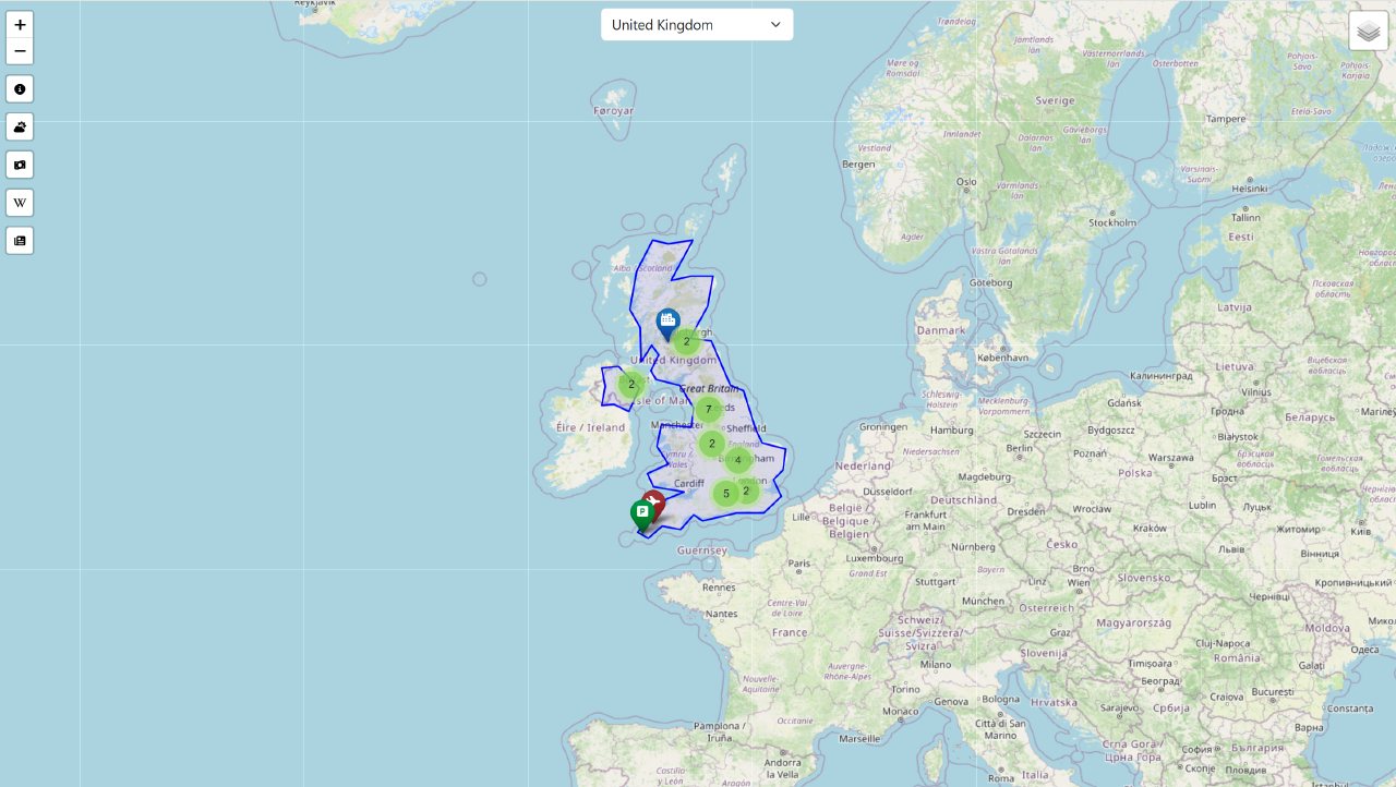 Gazetteer interactive map application