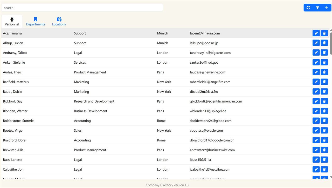 Company Directory management application